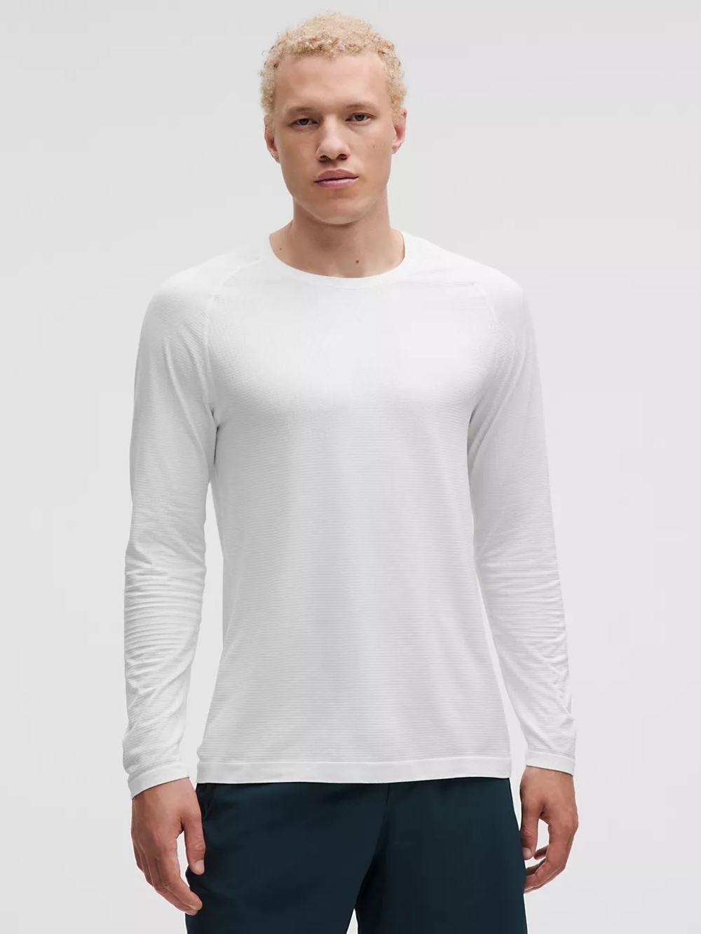 Lululemon Men's White Long-Sleeve Crew Neck Shirt